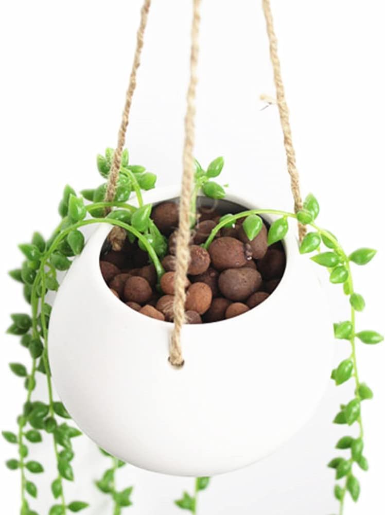 Ssamall Mini Decorative Ceramic Hanging Planter Flower Pot Water Planter Plant Vase (White)