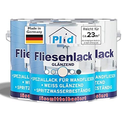plid® Fliesenfarbe Badezimmer & Küche [FEUCHTIGKEITSBESTÄNDIG] Fliesenlack Cremeweiß 2,25l fürs Bad - Fliesen neu streichen & lackieren im Innenbereich - 3in1 Fliesen Farbe Lack - Made in Germany Cover