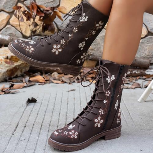Bottines courtes rétro à fermeture éclair et bottes femme talon rond - 3