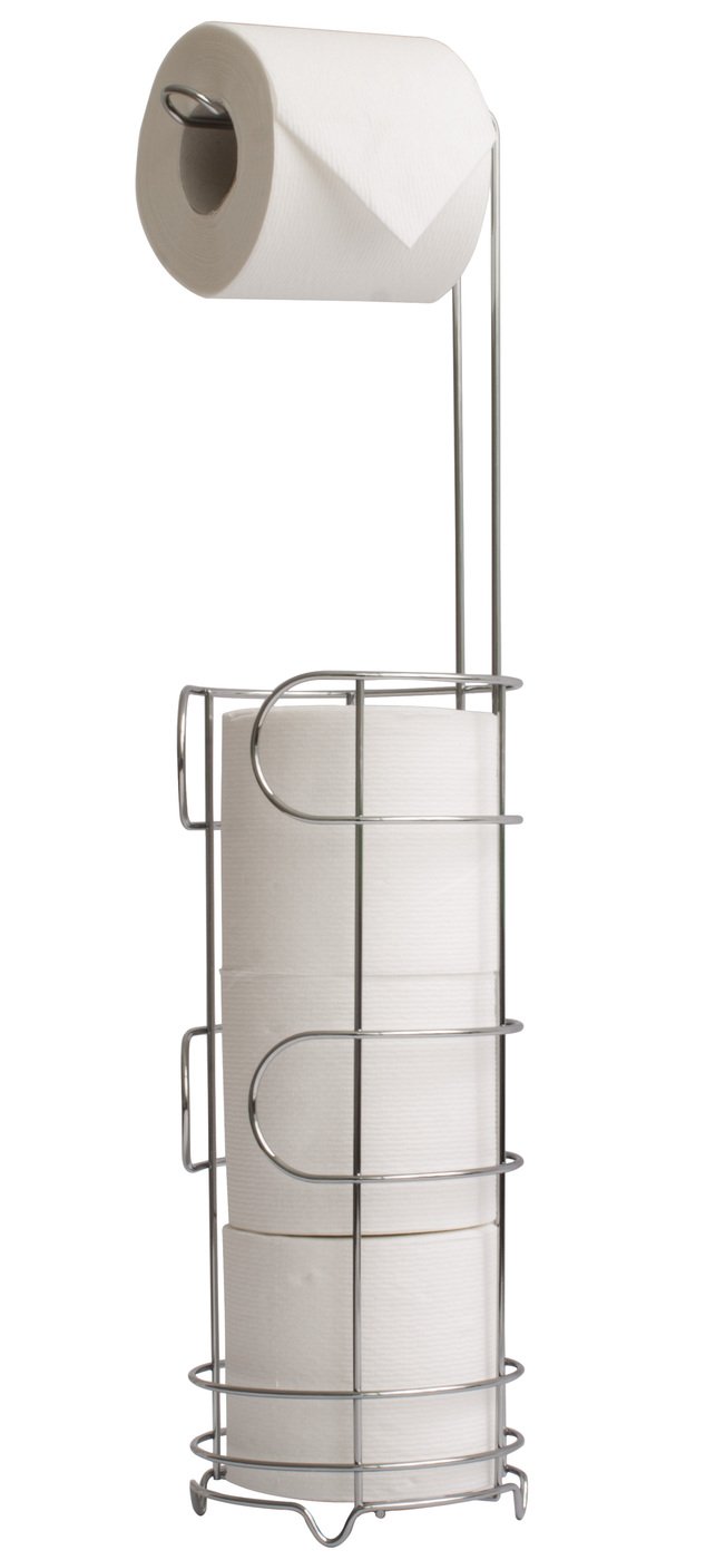 Simplywire Chrome – Freestanding Toilet Roll Holder With Storage
