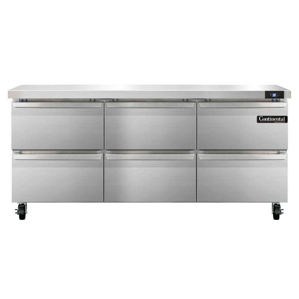 Continental Refrigerator SW72-D Three Section Work Top Refrigerator 72"W by Value Line Refrigerators – 20.6 cubic_feet, Model r290