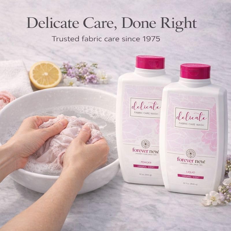 FOREVER NEW Delicate Hypoallergenic Laundry Detergent Liquid - 50 to 64 Large Loads - Gentle washing detergent for Silk, Cashmere, Bra, Undergarments, Cotton, Wool etc. - Original Scented - 32oz - Image 9