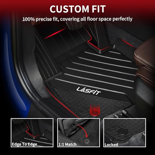 Image of LASFIT Floor Mats for BMW X1 2016-2022 /X2 2018-2023 | Fit for M35i, sDrive28i, xDrive28i, All Weather TPE Custom Fit Floor Liners, 1st & 2nd Row Car Mats Accessories, Black