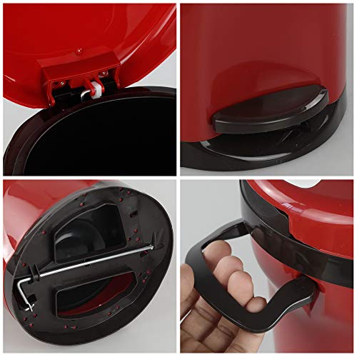 Caneca de basura circular con pedal 8.3 L roja miniatura 4