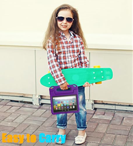 Image of DJ&RPPQ 8in Tablet Case for Kids, Shockproof Kid-Proof Cover for 8 inch Tablet- Purple