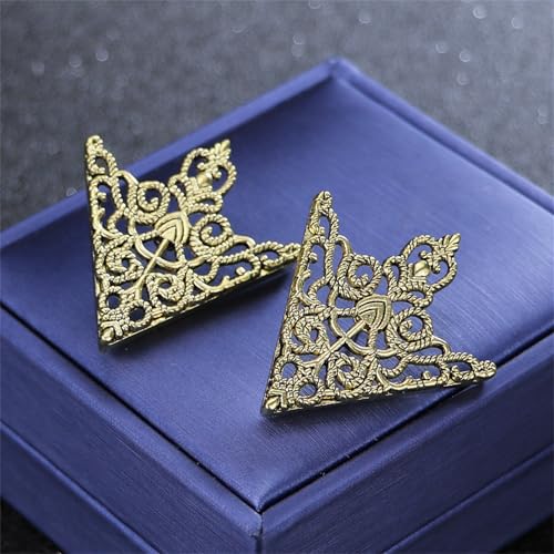 Image of coadipress 2PCS Retro Hollow Triangle Collar Pins Brooch for Men Women Hollow Floral Shirt Suit Clothing Collar Angle Decoration Parts