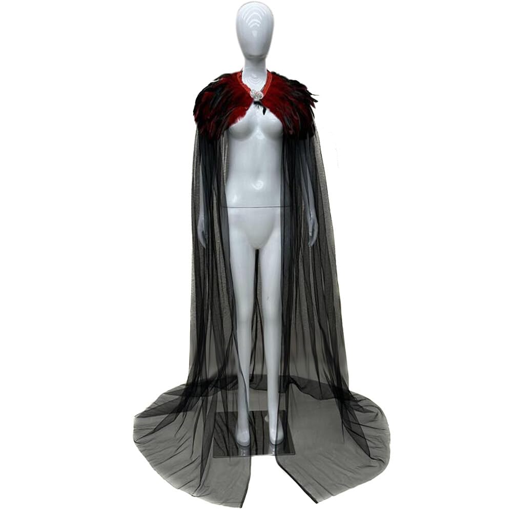 Asudaro Mantello Di Piume Donna, Costume Da Mantella Di Piume Naturali Da Donna Coprispalle Di Piume Halloween Cosplay Costume Costume Da Piuma Per Costume Da Corvo Di Halloween