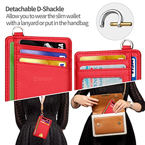 Image of Slim Minimalist Front Pocket Wallet, RFID Blocking Credit Card Holder Wallet with Detachable D-Shackle for Men Women