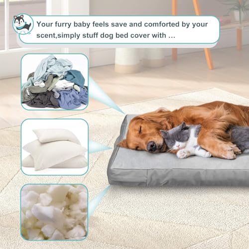 Explore Land Waterproof Dog Bed Cover Machine Washable Fluffy Dog Bed Replacement Cover for Cat, 20Lx15Wx3H inch, Gray by Explore Land - Image 6