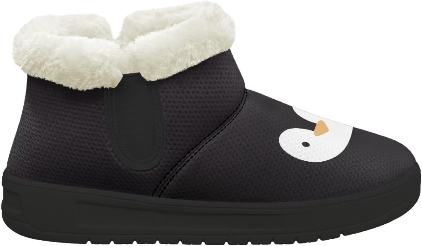 Howilath Christmas Winter Boots for Women Flannel Trendy Snow Shoes Non-Slip Mid Calf Booties with Fur Fleece Lined
