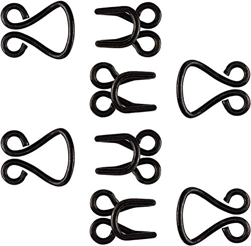 Lakesstory Black 1/2" Sewing Hooks and Eyes 0.5" Hook and Eye Fasteners 4 Sets