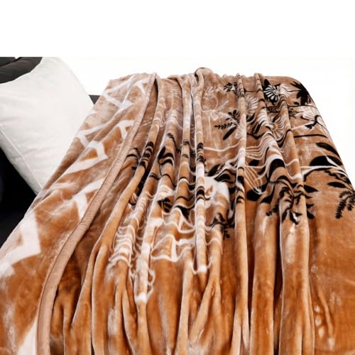 Image of ABRAZO Reversible Mink Blanket for Winter & AC | Double Bed 220x240 cm Soft & Warm Blanket /Dohar /Quilt /Comforter | All Season Use | (Ambrose Beige)