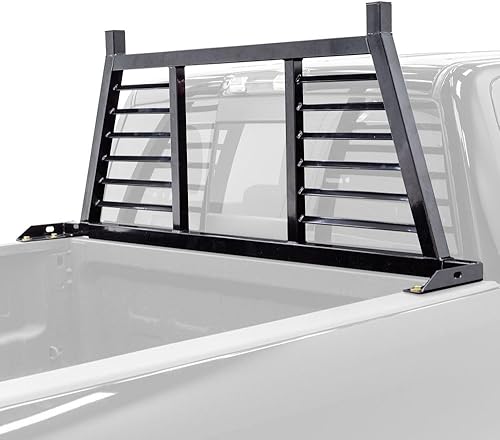 Estante de acero con media lamas para dolor de cabeza, diseño universal para caja de camioneta de 59 a 74.5 pulgadas de ancho, recubrimiento en