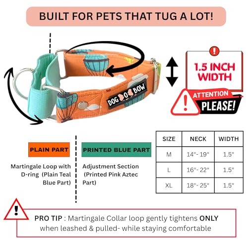 Image of Dog-O-Bow Hot Air Balloon Print Martingale Dog Collar, Durable, Comfortable & Adjustable Training Collar (Medium)