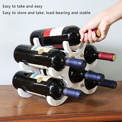 Soporte rústico para 6 botellas de vino blanco de madera miniatura 4