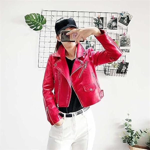 Adhdyuud Vrouwen Rood Leren Jas Korte Witte Motorfiets Biker Jassen Roze Zwart Zachte Jassen