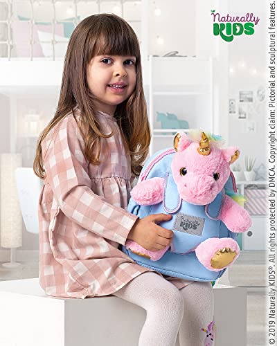Naturally KIDS Small Unicorn Backpack - 3-4 Year Old Girl Gifts - Toddler Backpack for Girls Boy w Stuffed Animal - Toys for 3 Year Old Girls - w Pockets & Reflective Logo - Backpack w Pink Unicorn - Image 4