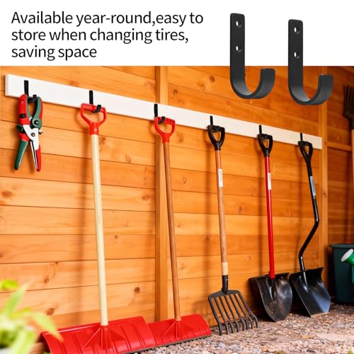 QJKEJI 2 Stk Wandhaken Garage Haken, Wandhaken Schwerlasthaken Wand, Schwarz J Haken zum Schrauben, Garagenräderhaken, Mantelhaken Garderobenhaken, Fahrrad Autoreifen Wandhalterung zum Aufhängen