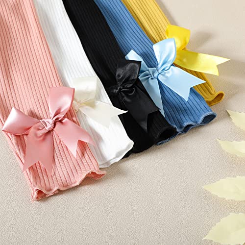 Toddler Baby Girl Legging Pants 5-Pack in Grey White Black Orange and Pink3