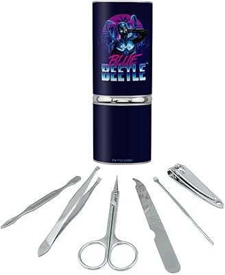 GRAPHICS & MORE Blue Beetle Neon Lights Stainless Steel Manicure Pedicure Grooming Beauty Care Travel Kit