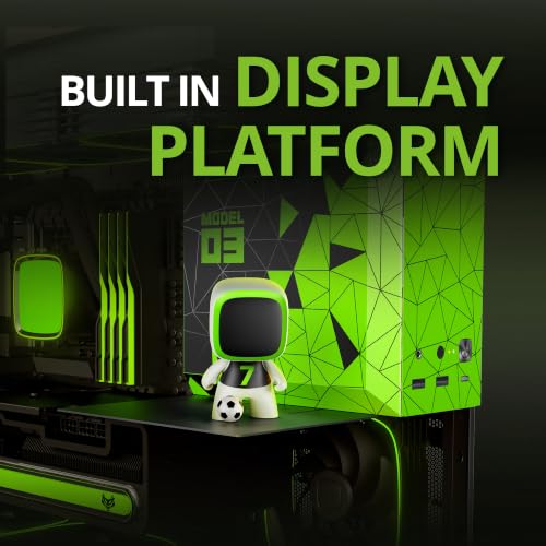 Image of Geometric Future Model 3 Panoramic Tempered Glass Dual Chamber Micro-ATX Tower PC Case, 5 Pre-Installed 120mm x 30mm PWM ARGB Fans, USB Type-C, 360mm Radiator Support, Black /Green, GEO-M3F-BNV