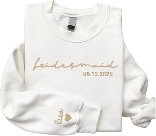 Personalized Bridesmaid Embroidered Sweatshirt, Bridal Shower Clothings, Maid Of Honor Outfit, Bachelorette Party, Bridesmaid Proposal Gifts, Maid of Honor Sweatshirt, Bridesmaid Gift 1