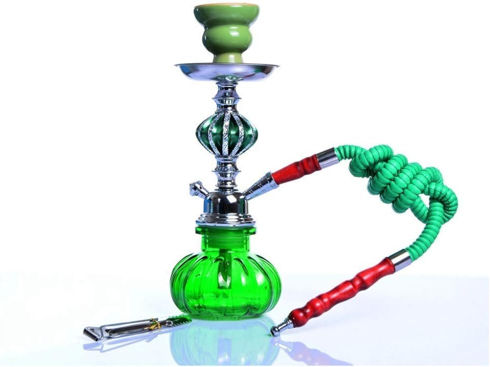 Shisha Shisha Set, Arabic Shisha Small, Party Smoking Set Nightclub Complete accessory set for Shisha Single Tube (without nicotine), Green-28 * 10CM
