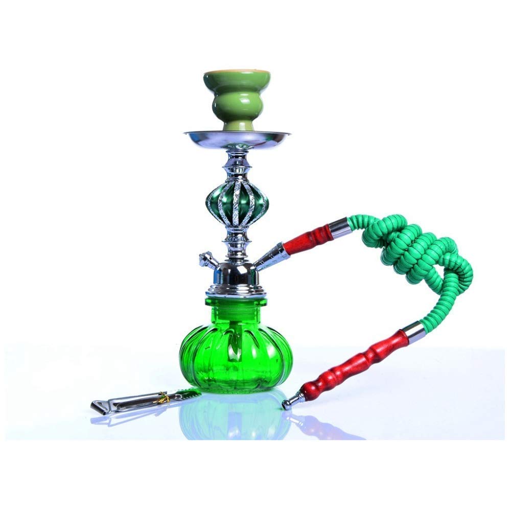 Shisha Shisha Set, Arabic Shisha Small, Party Smoking Set Nightclub Complete accessory set for Shisha Single Tube (without nicotine), Green-28 * 10CM