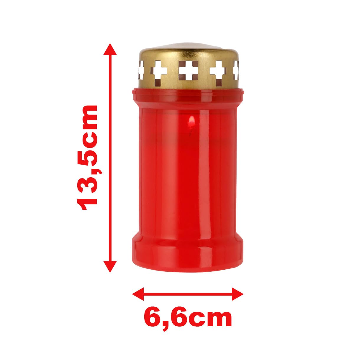 KRISTEN Traditionelles 3D-Grablicht für den Außenbereich – 60 Brennstunden – Rot – Set mit 24 Stück – Vorteilspack – Gedenklicht, Grabkerze, Gedenkkerze