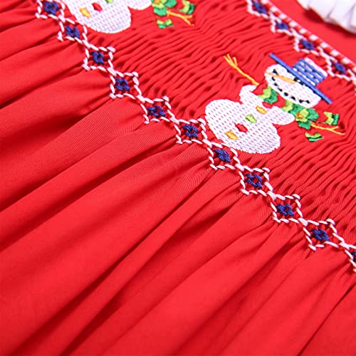Girls Winter Christmas Red Long Sleeve Smocked Dresses Kids Teen Cute Embroidery Casual Smocking Clothes4