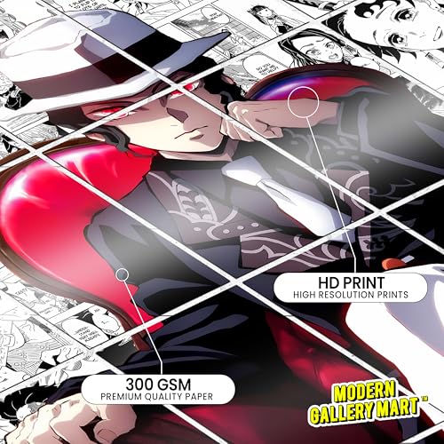 Image of MODERN GALLERY MART Pack of 20 Demon Slayer Muzan Kibutsuji Manga Poster | A4 Size Anime Wall Art (8.3 x 11.7 inch) | Manga Posters with Glue Dots | Anime Poster for Bedroom, Living Room, Office
