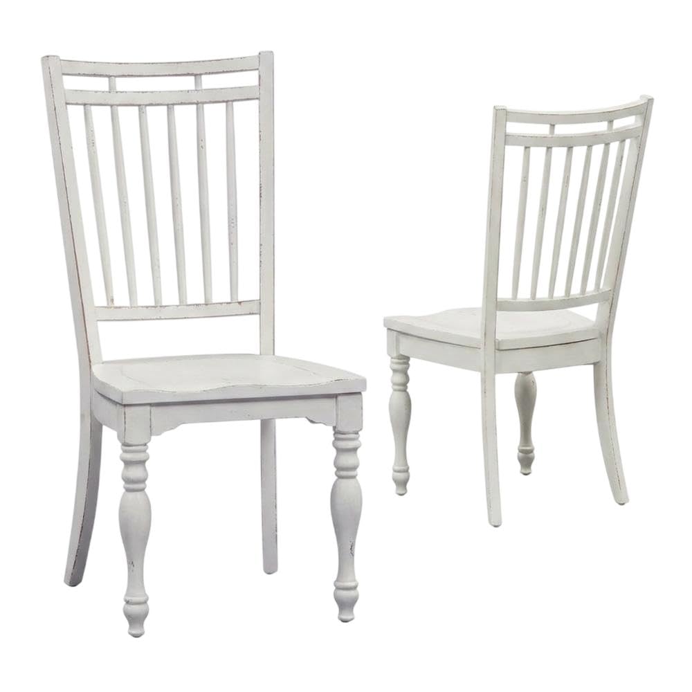 Solid Wood Spindle Back Side Chairs Set of by Starlight Canyon Home – 19 x 24 x 42.25 inches, Solid + Manufactured Wood, White, Pack of 2