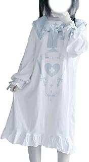 [ＸＨＳＵＫＡＤＯ] 天使界隈 ルームワンピース レディース パジャマ 寝間着 ナイトウェア 寢巻き 部屋着 便利服 サブカル 水色系統 セーラー襟 リボン レース 渋谷系 原宿系 韓国風 Y2K 地雷系 量産型 病みかわいい 春 夏 秋 冬