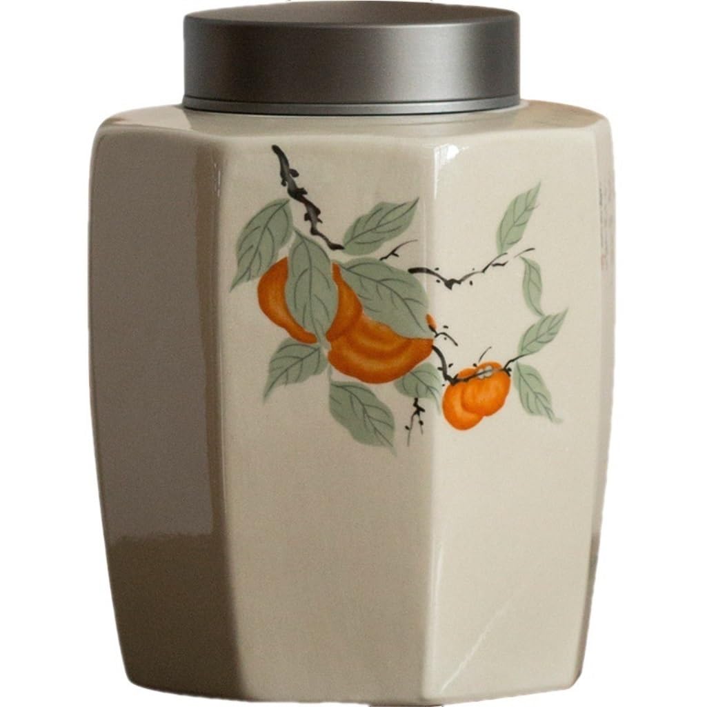 XYNSNDB Pojemnik na herbatę Vintage luzem słoik do przechowywania herbaty ceramiczny ośmiokątny pojemnik słoik czarna herbata zielona herbata szczelnie zamykany słoik zestaw do herbaty pojedynczy