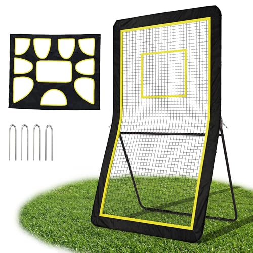 Lacrosse Rebounder 4x7 FT with 5 Adjustable Angles & Target Sheet Multi-Sport Training Rebounder Net for Backyard Practice