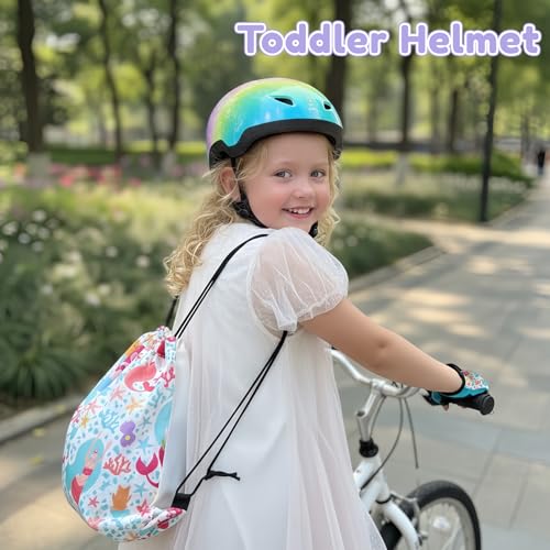 Image of Toddler Bike Helmet with Gloves and Backpack Set, 3 Sizes for Baby Infant to Kids Ages 1-3 3-5 5-8+, Adjustable Boys Girls Bike Helmet for Bicycle /Scooter /Skateboard /Roller Skate