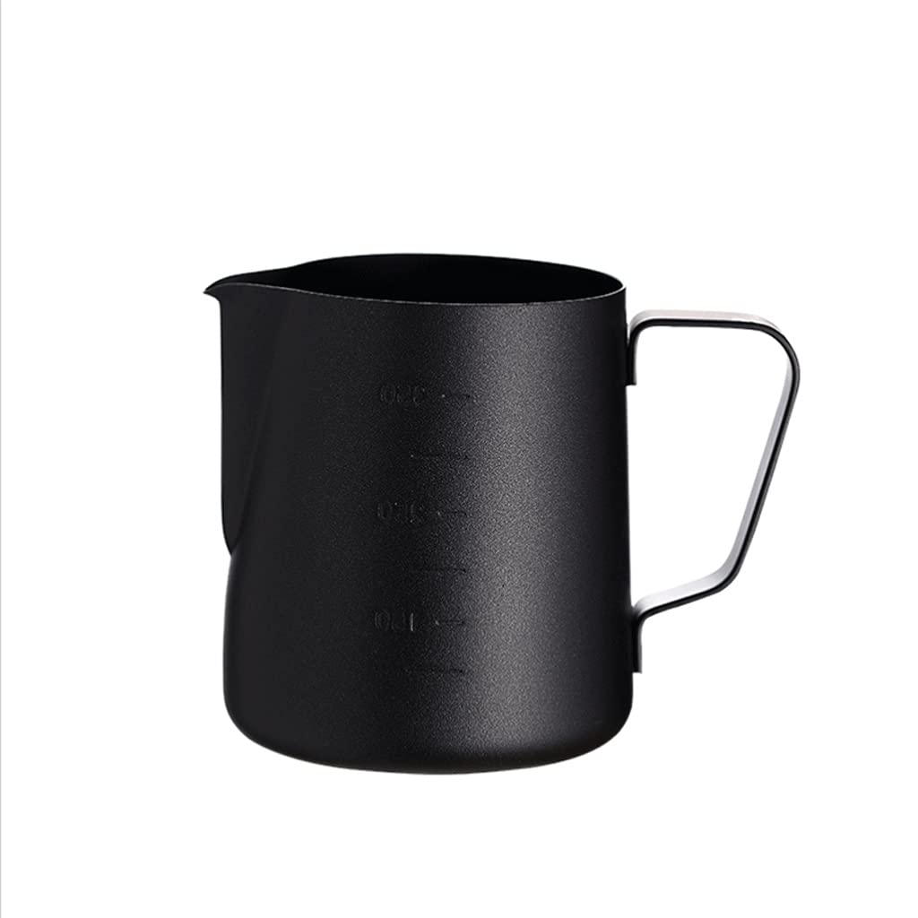 AYCDL Milk Frothing Pitcher Stainless Steel Milk Frothing Pitcher with Inner and Outer Scales Measuring Coffee Milk Milk Frothers 12oz/350ml Frothing Tool,Silver-600ml,Black-600ml