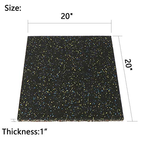 MYOYAY 4 Pack Interlocking Tile 20″ x 20”x 1”Heavy Duty Rubber Flooring