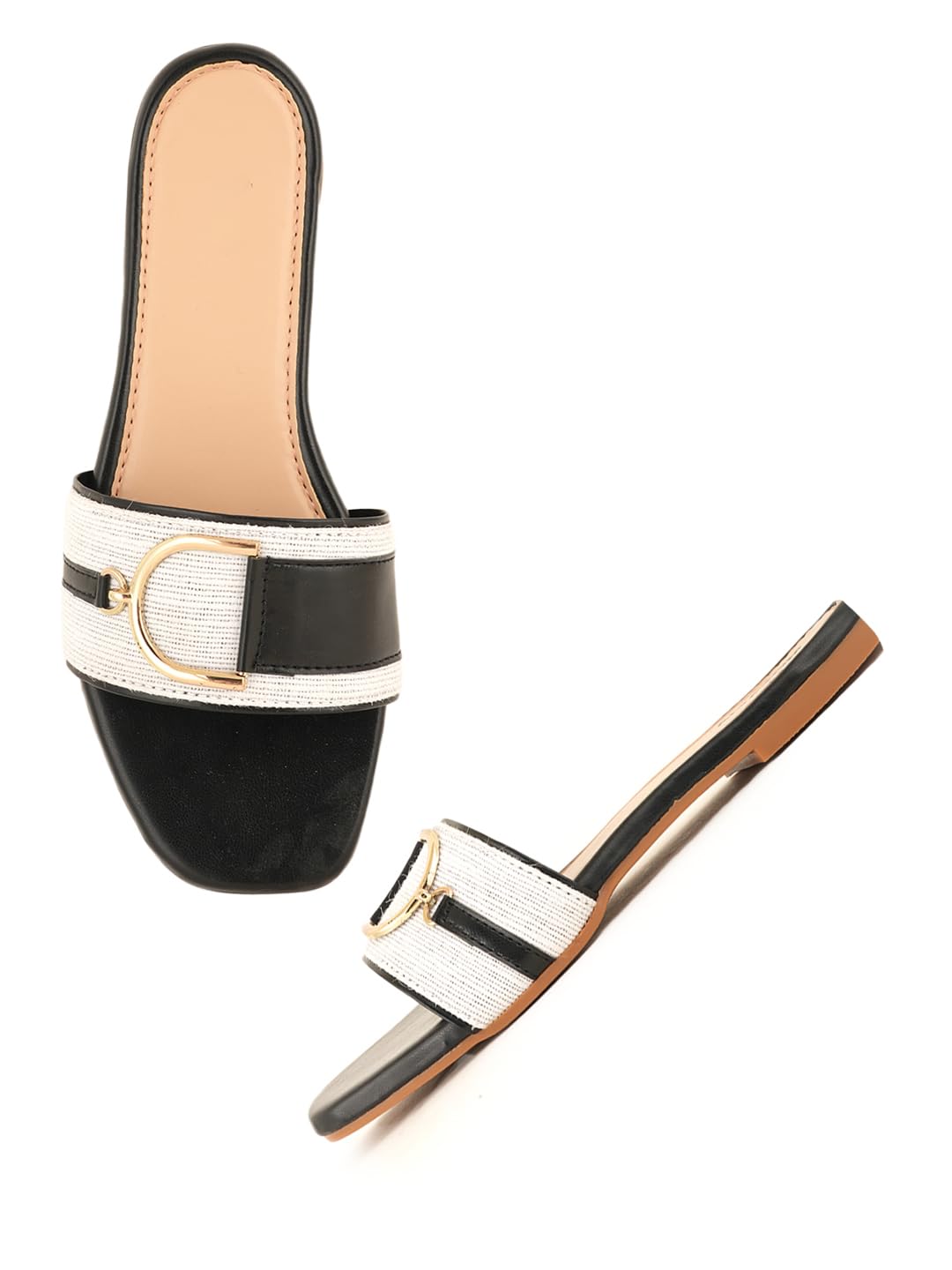 Black Mini Buckle Casual Flats - Loafer Accent Slip-Ons-image-28