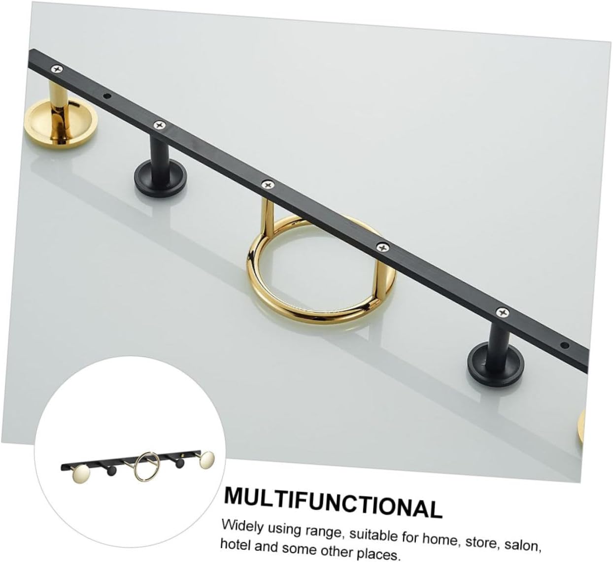 Brass Wall-Mounted Clothes Hook 1 Ring 4-Hook Line for Bathroom and Door, Household Door Mounted Coat and Hat Rack, Modern Style Towel and Robe Hook