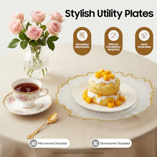 25 Platos Decorativos Redondos Dorados 13 pulgadas miniatura 5