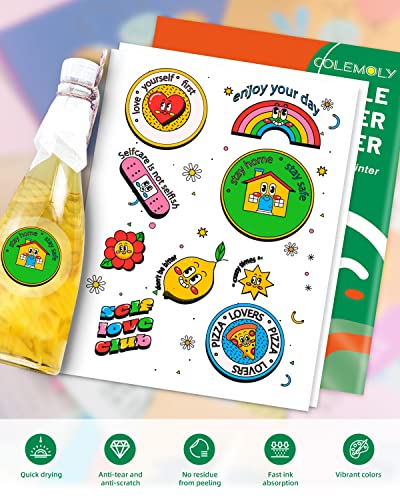 Printable Vinyl Translucent Sticker Paper For Inkjet Printer 25 Sheets Waterproof Decal Dries Quickly Tear Resistant Self-Adhesive Frosty Clear Labels Vivid Colors 8.5X11 For Laser,Craft #TOP2