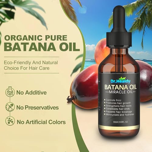 Image of Batana Oil for Hair Growth, 100% Pure & Unrefined - Deep Repair Dry Damaged Hair, Reduce Frizz & Split Ends, Nourish Scalp with Omega 9 & Vitamin E, for All Hair Types (60ml 2.03Fl.Oz)