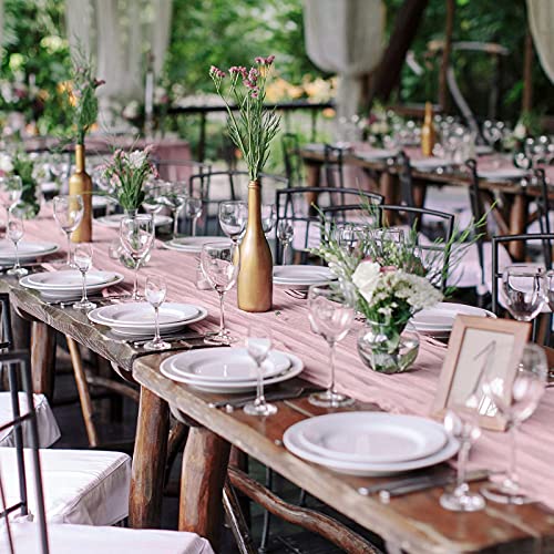Netany 4Pcs Dusty Rose Chiffon Table Runner 29X120 Inches, Romantic Dusty Pink Sheer Fabric For Wedding Decorations, Baby Shower And Birthday Party Cake Table Decorations #TOP4