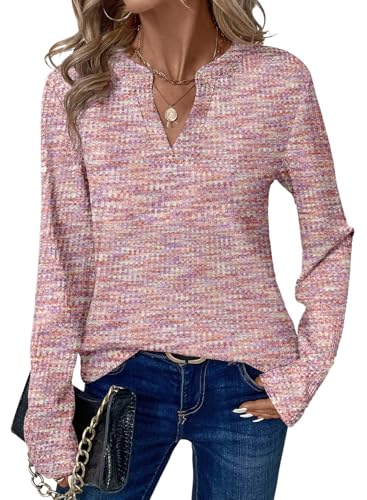 Image of Dokotoo Womens V Neck Long Sleeve Waffle Knit Tops Dressy Casual Sweater Fall Fashion 2026