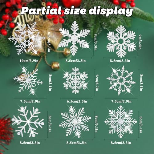Image of 207 PCS Glitter Snowflake Window Clings - Christmas Window Stickers & Decals for Glass, Double Sided Reusable Static Winter Clings for Christmas Decorations,No Glue Needed(9 Sheets)
