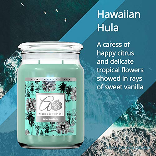 Aroma From Nature Hawaiian Hula 20 Oz Home Collection Scented Candle - 1 Pack - Aromatherapy Candles - Home Fragrance - Apothecary Glass With Double Wick #TOP3