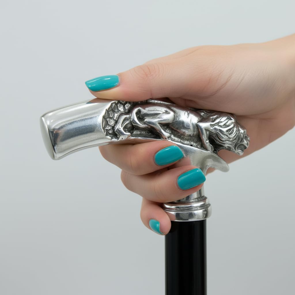 Jaguar CAVAGNINI Gehstock Eleganter Zeremonie für Senioren Damen und Herren Länge anpassbar (Jaguar- Braun)