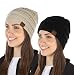 Funky Junque Regular 2-Pack Beanie Bundle: Solid - Black, Beige