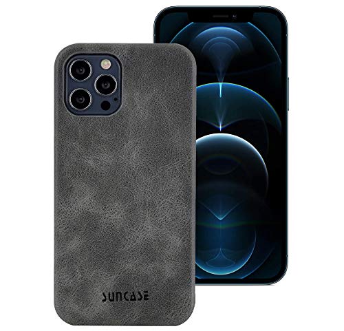 Étui cuir véritable iPhone 12 Pro Max Suncase évite les rayures de clés gris